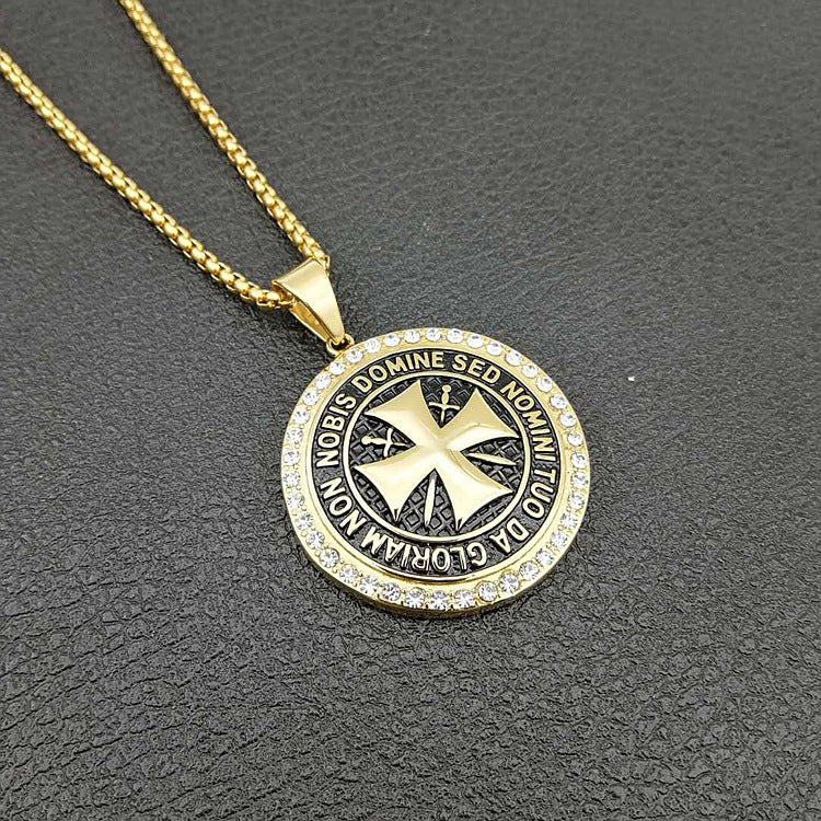 The Templar's Motto Stainless Steel Templar Cross Necklace view 8