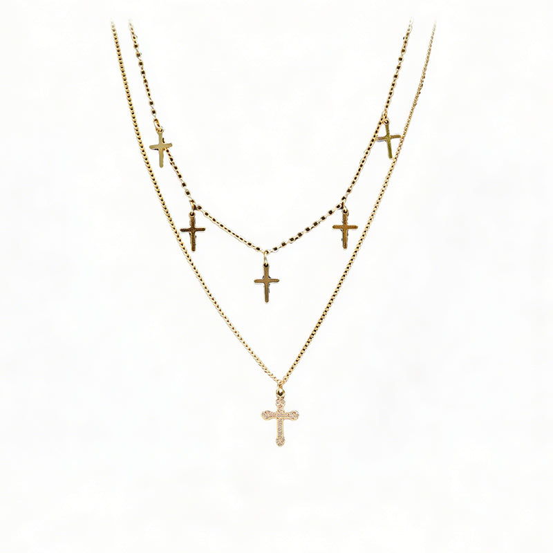 The Faithful Layers Stainless Steel Layered Cross Necklace view 7