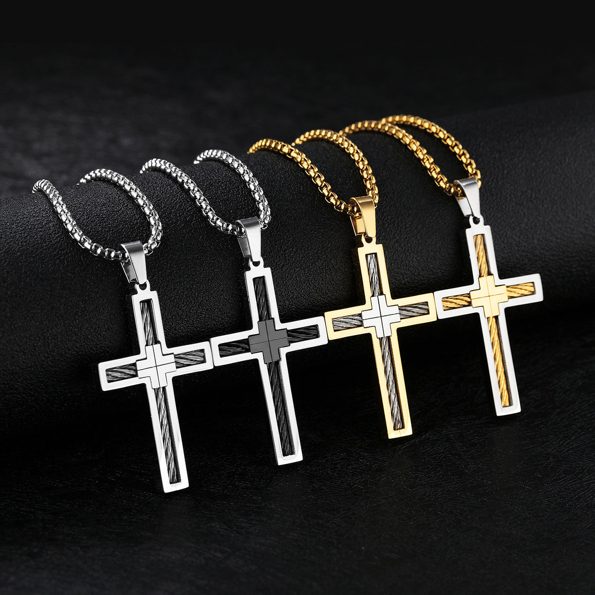 The Cable Cross Stainless Steel Cable Cross Necklace view 7