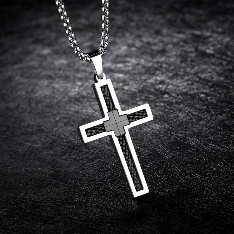 The Cable Cross Stainless Steel Cable Cross Necklace