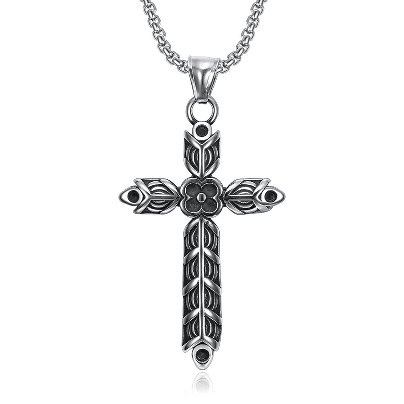 The Floral Cross Stainless Steel Floral Cross Necklace view 2