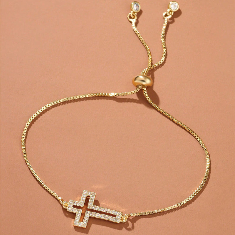 The Grace Horizon - Gold, Silver & Rose Gold Cross Bracelet