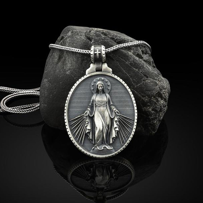 The Miraculous Emblem Stainless Steel Virgin Mary Necklace