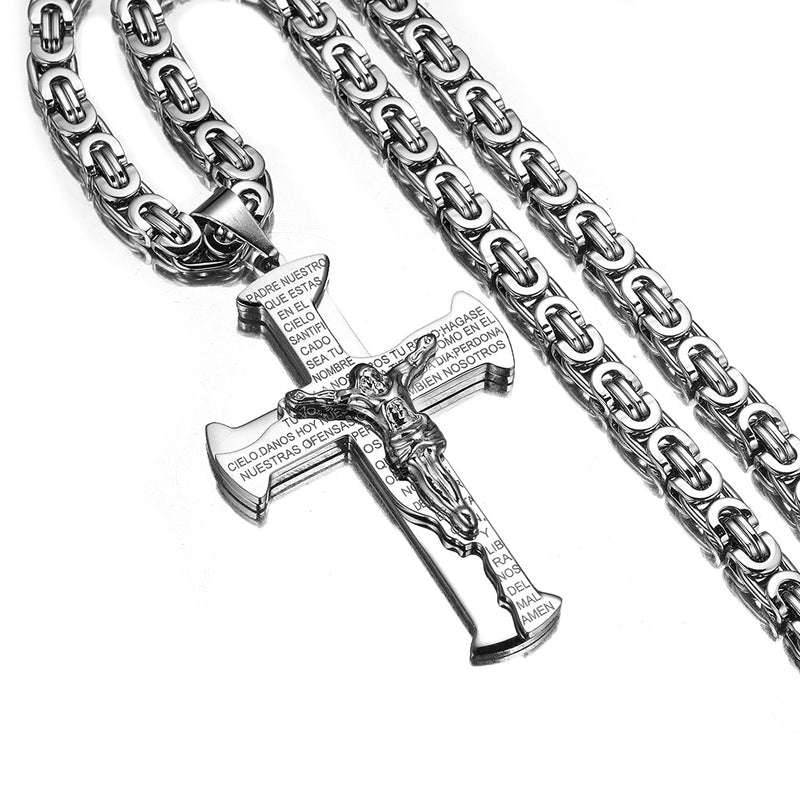 The Reverent Prayer Stainless Steel Crucifix Prayer Necklace