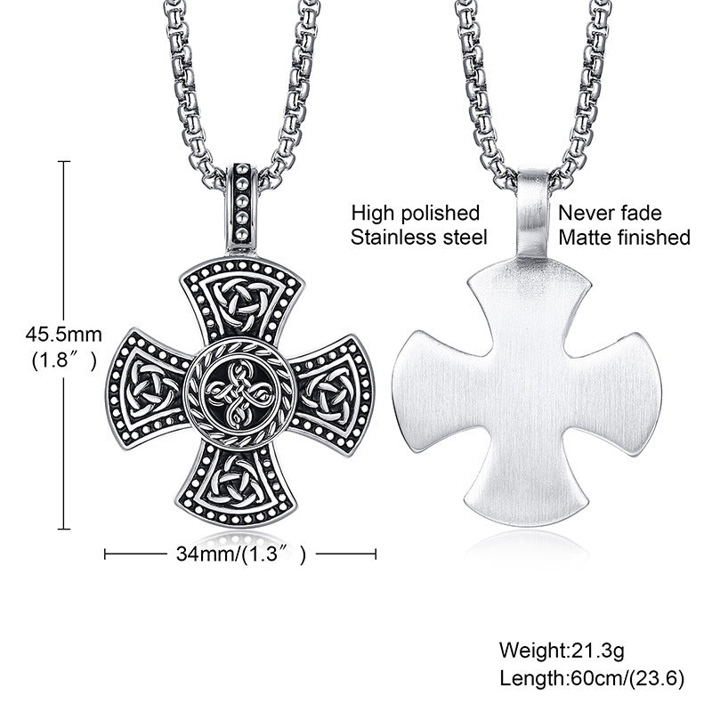 The Enduring Knot Stainless Steel Celtic Cross Necklace