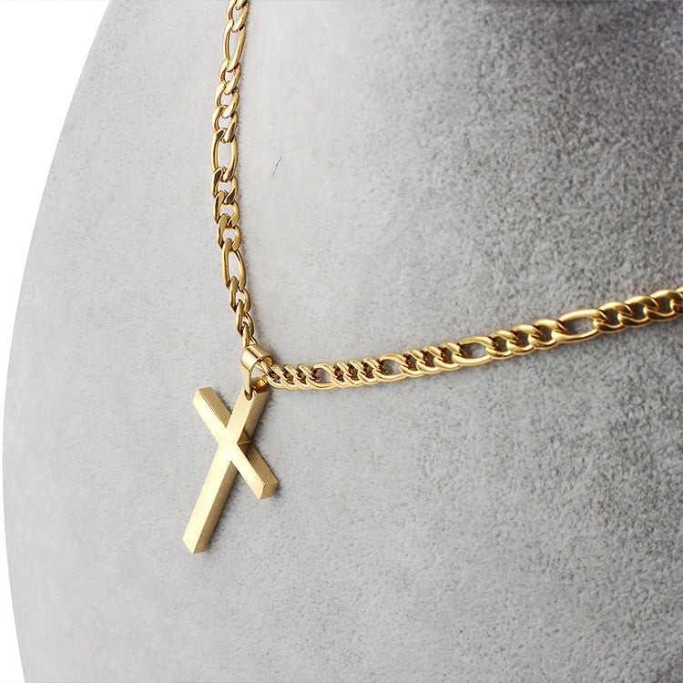 The Gilded Cross Men's Gold Stainless Steel Cross Necklace view 6