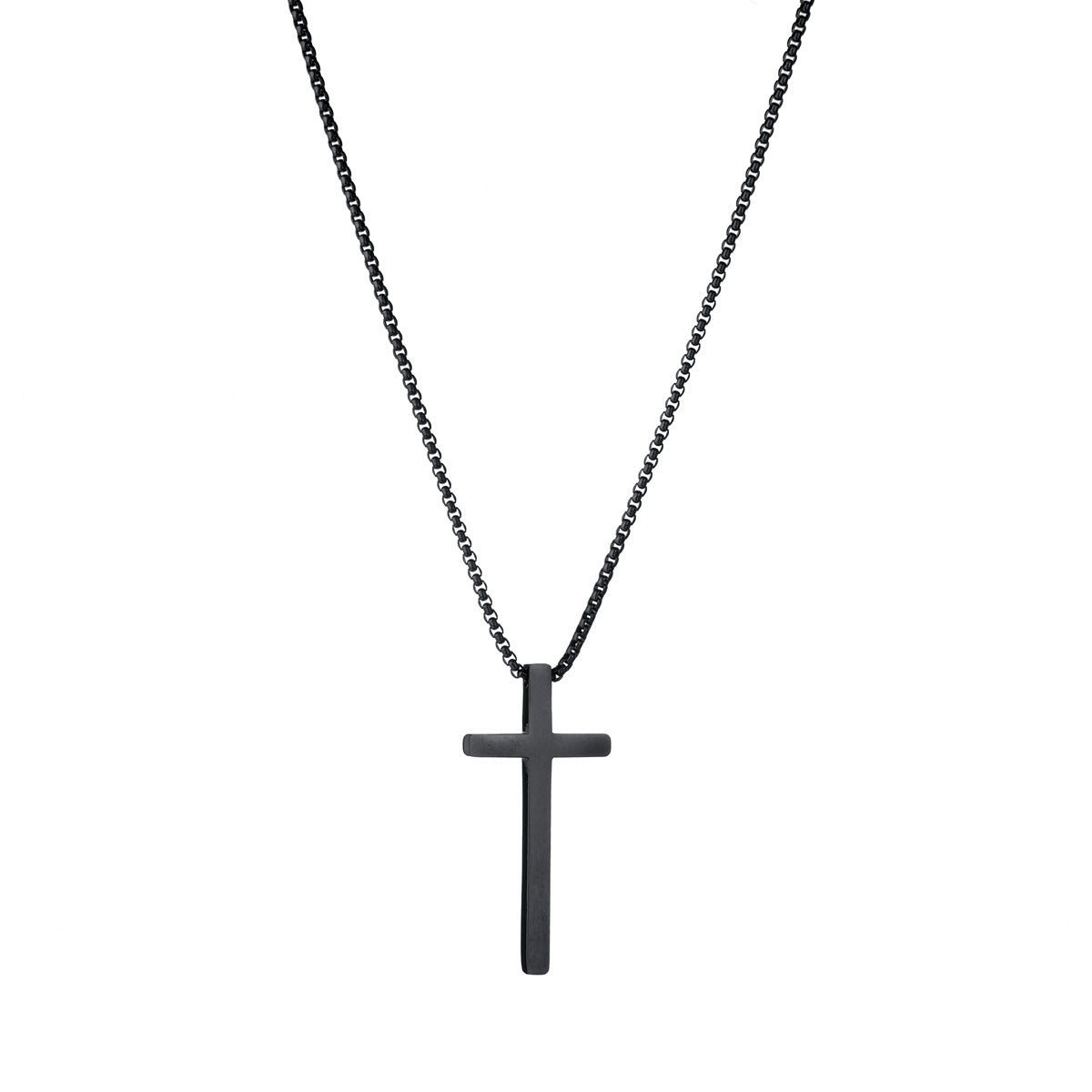 The Steadfast Cross - Black & Silver Cross Necklace