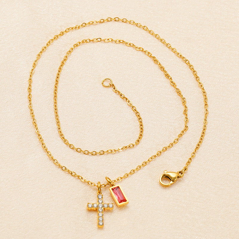 The Gilded Devotion Stainless Steel Cross Choker Necklace