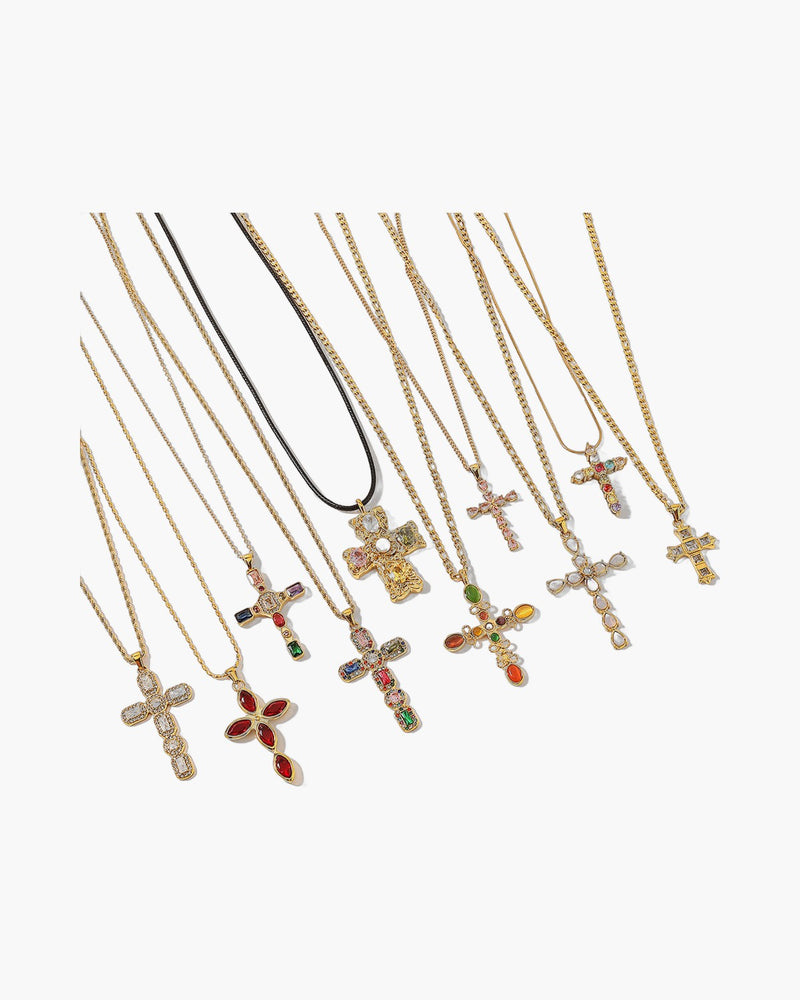 The Adorned Cross Stainless Steel Cross Crystal Necklace view 3