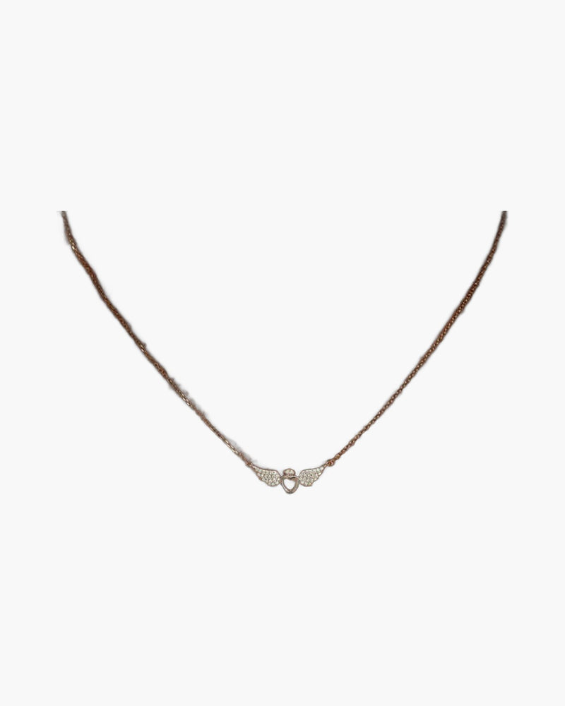 The Angelic Heart 925 sterling silver angel wing heart necklace