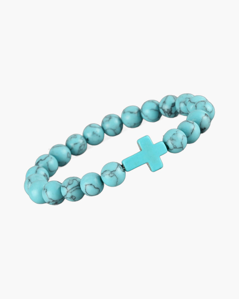 The Beaded Cross Natural Stone Cross Bracelet view 2