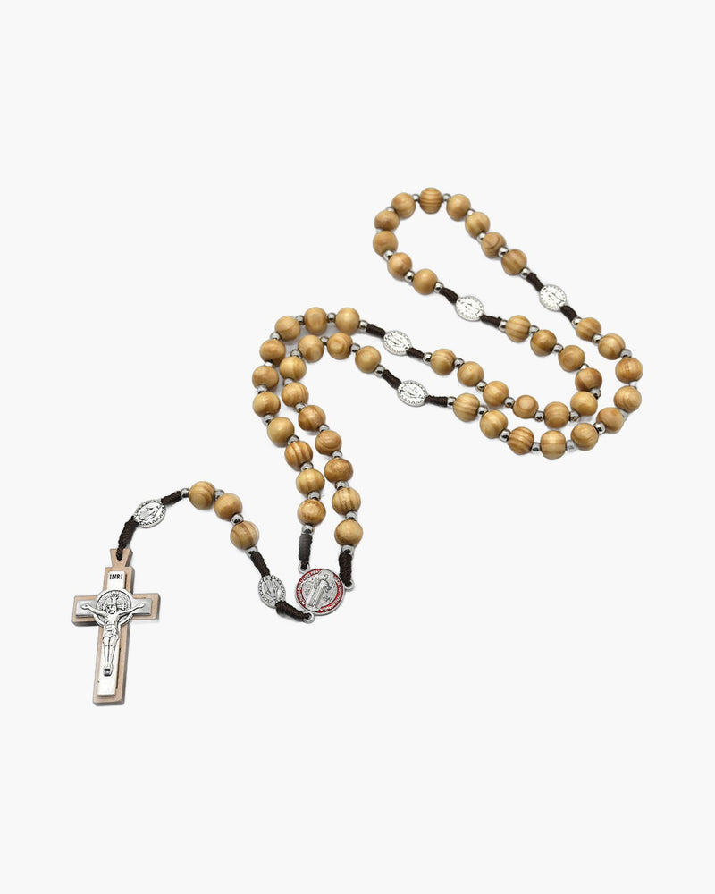 The Benedictine Rosary Wooden Bead Rosary Necklace