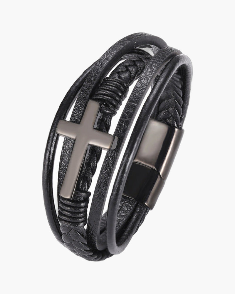 The Braided Devotion Multi-layer Braided Cross Bracelet