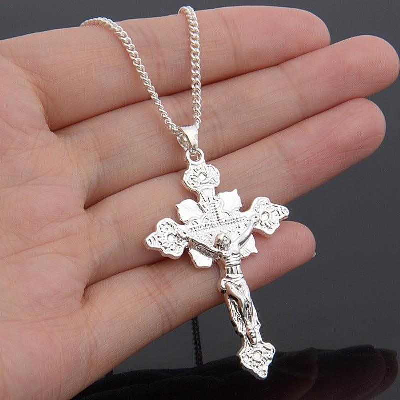 The Calvary Crucifix, Ornate Crucifix Pendant Necklace, view 2