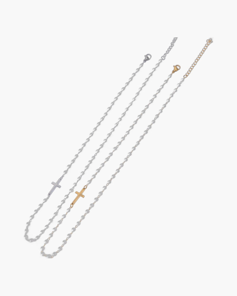 The Devout Pearl Faux Pearl Cross Necklace view 3