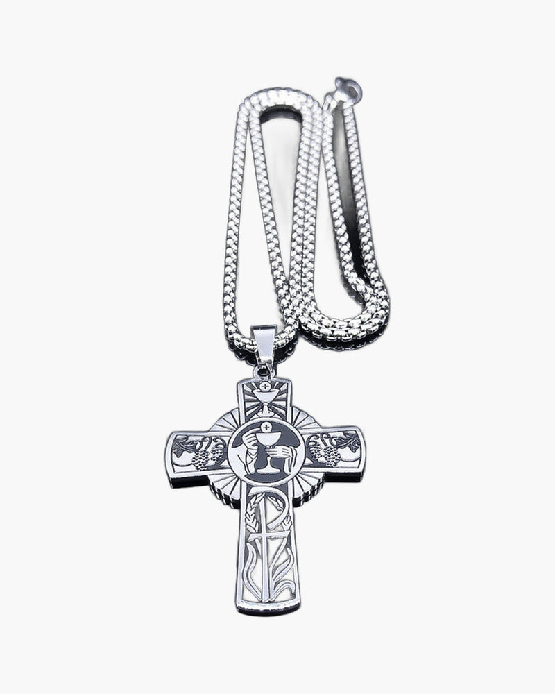 The Eucharistic Cross Stainless Steel Eucharistic Cross Necklace