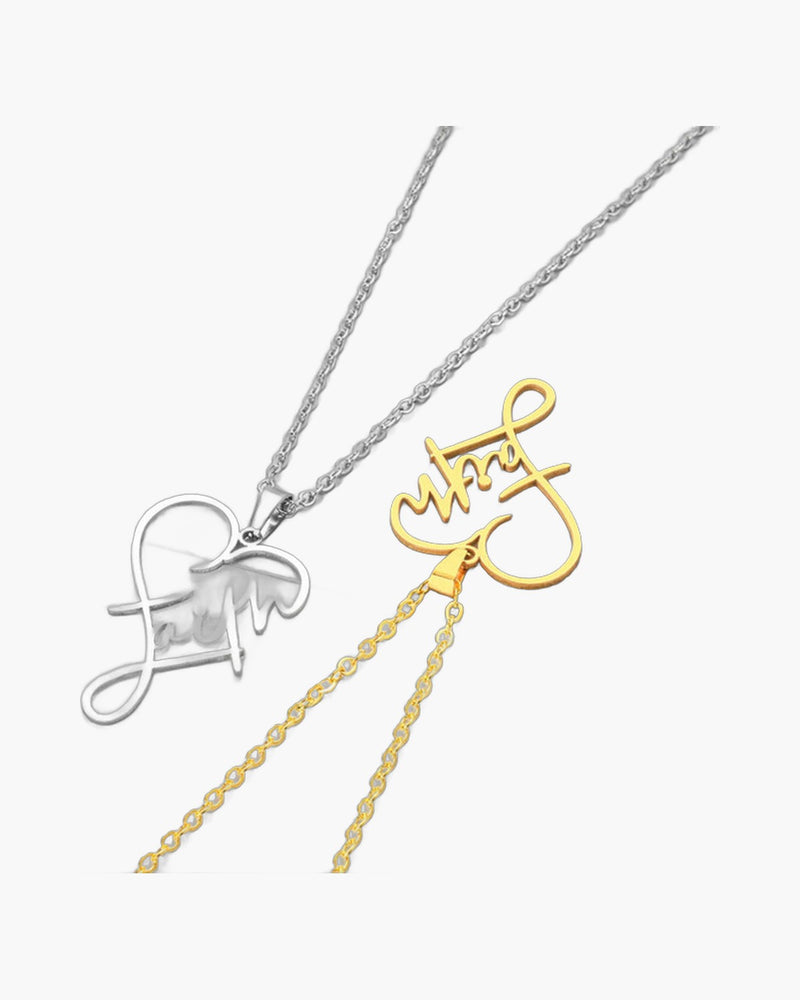 The Faithful Script Stainless Steel Faith Script Necklace Bracelet