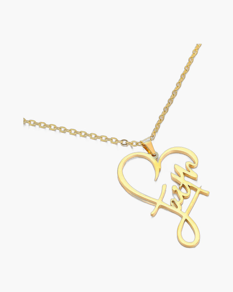The Faithful Script Stainless Steel Faith Script Necklace Bracelet view 5