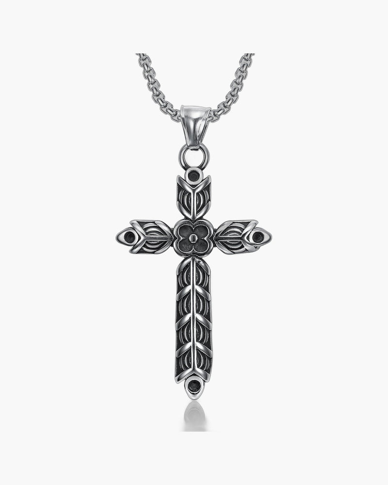 The Floral Cross Stainless Steel Floral Cross Necklace view 2