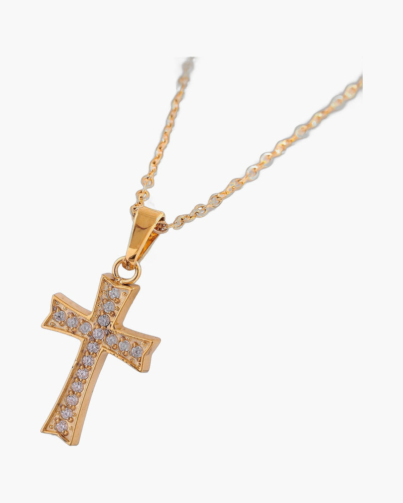 The Gilded Path Stainless Steel Zircon Cross Necklace view 4