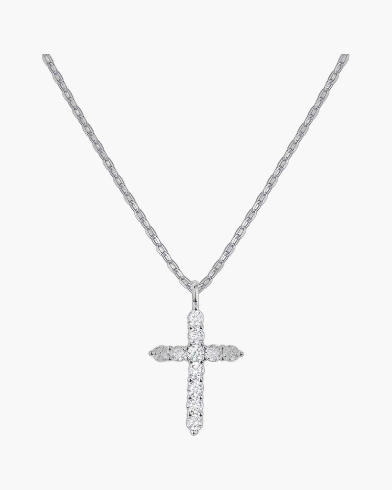 The Luminous Cross 925 sterling silver pave cross necklace