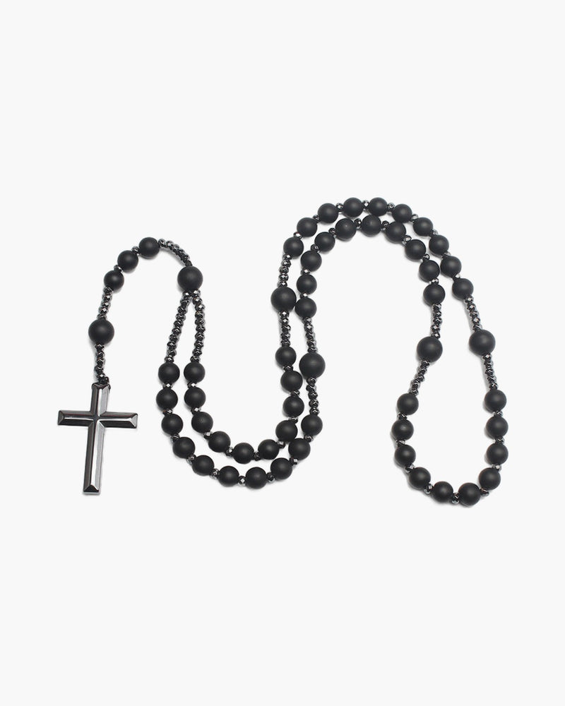The Meditative Rosary Natural Bead Rosary Necklace with Cross view 2