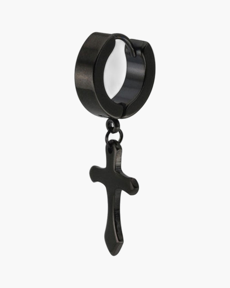 The Midnight Cross Black Stainless Steel Cross Earrings view 2