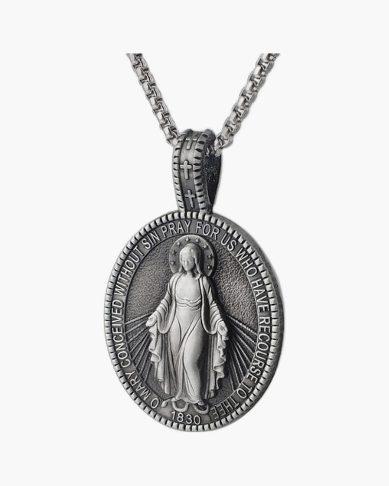 The Miraculous Emblem Stainless Steel Virgin Mary Necklace view 3