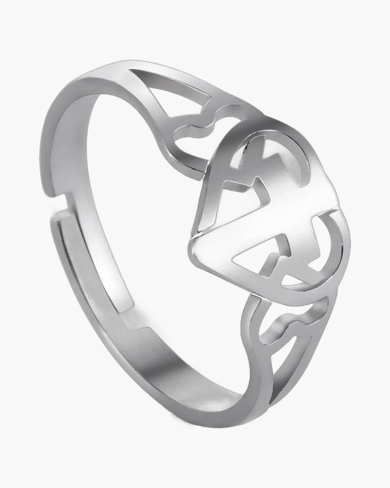 The Open Heart Cross Stainless Steel Heart Cross Ring view 7