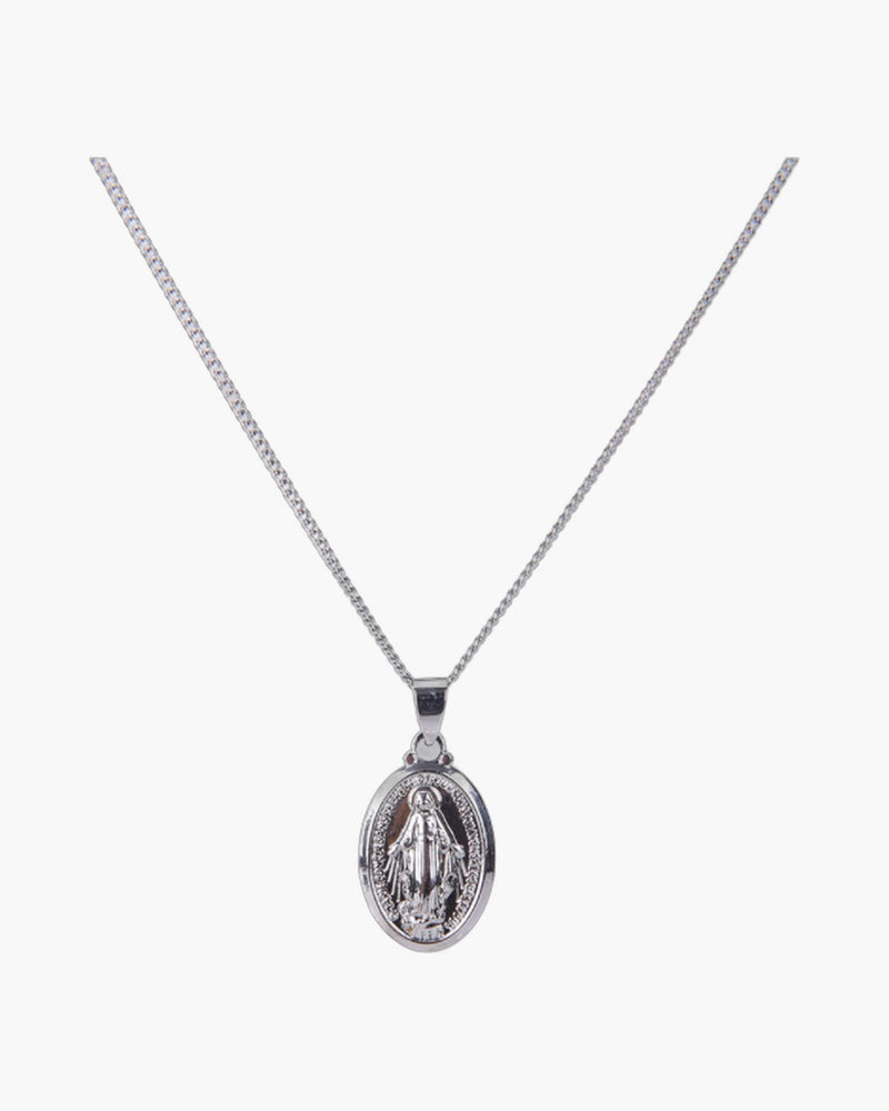 The Petite Miraculous Medal, Dainty Miraculous Medal Necklace in Silver or Gold Tone, view 2