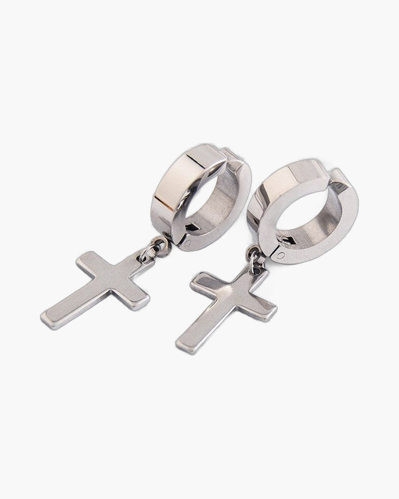 The Rainbow Cross Iridescent Stainless Steel Cross Earrings view 3