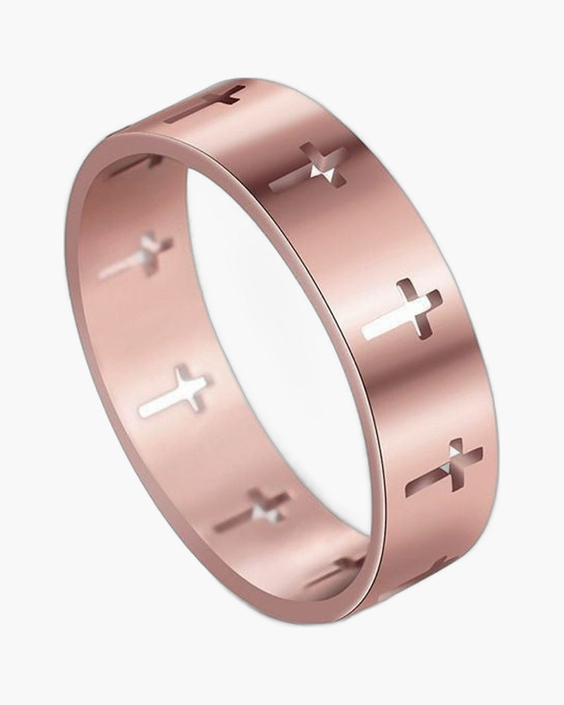 The Reverent Band Stainless Steel Hollow Cross Ring view 2