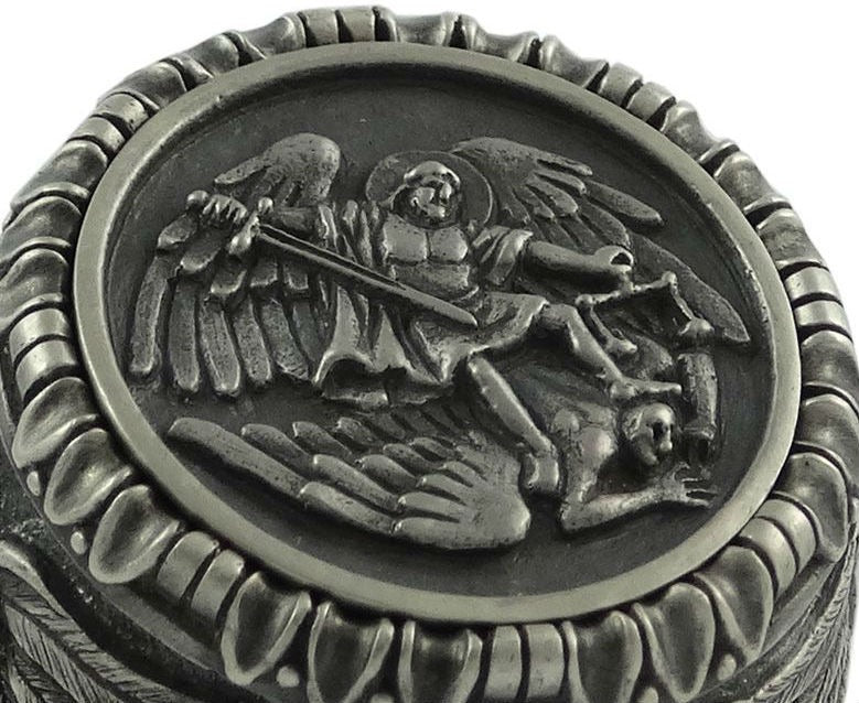 The Saint Michael Signet, Stainless Steel Saint Michael the Archangel Signet Ring, view 2