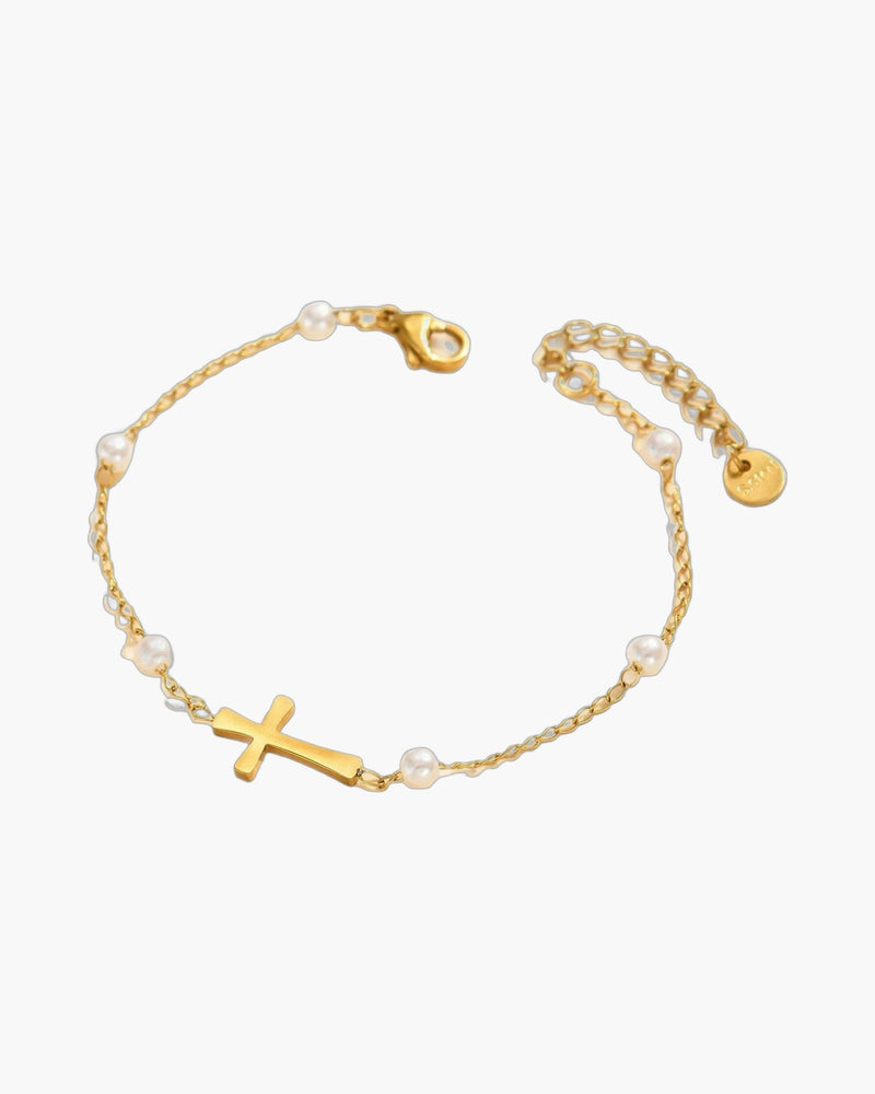 The Serene Strand imitation pearl cross bracelet view 4