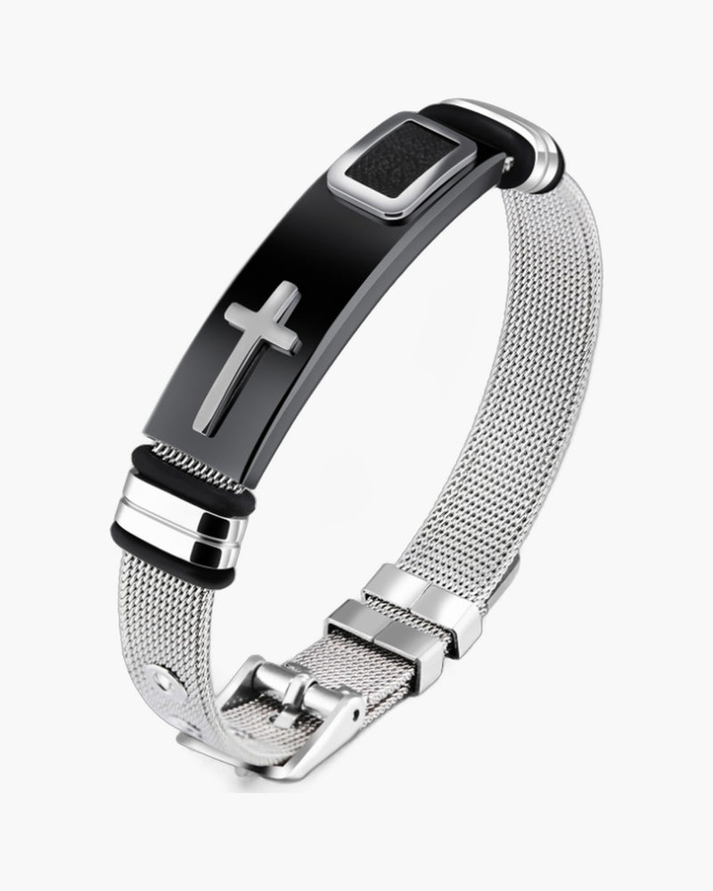 The Shadowed Cross Stainless Steel Cross Bracelet for Men view 2