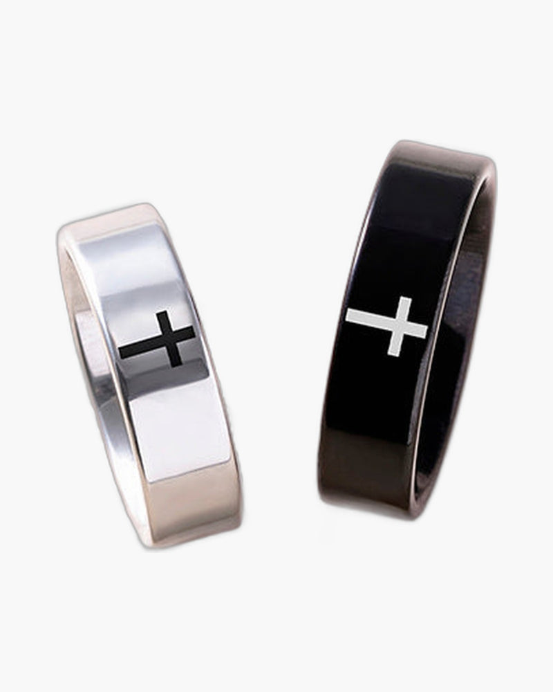 The Steadfast Bond Stainless Steel Cross Couple Rings
