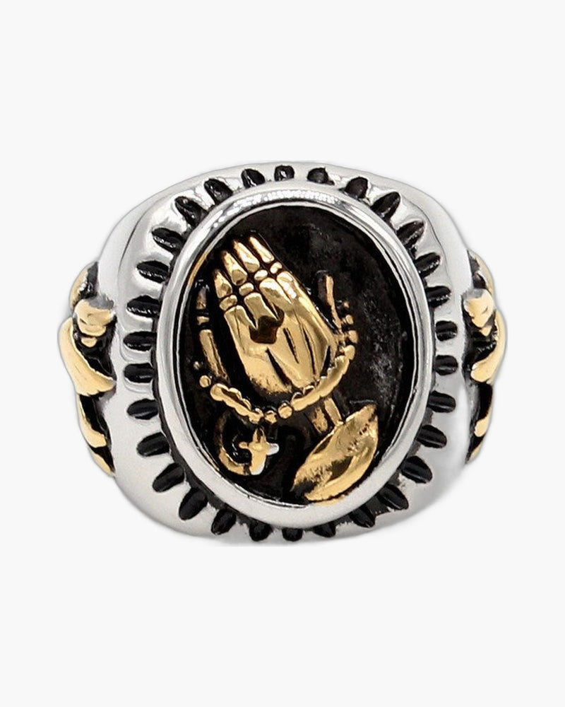 The Steadfast Prayer Stainless Steel Praying Hands Ring
