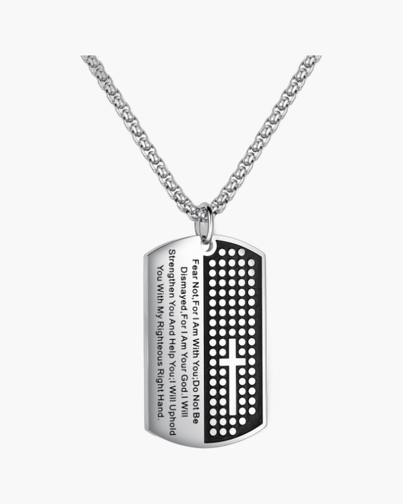 The Steadfast Word Stainless Steel Dog Tag Cross Necklace view 3