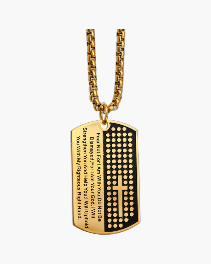 The Steadfast Word Stainless Steel Dog Tag Cross Necklace view 4