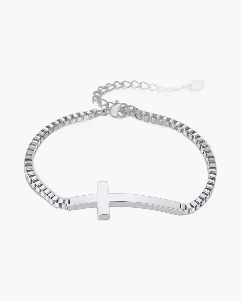 The Subtle Journey Stainless Steel Sideways Cross Bracelet view 4