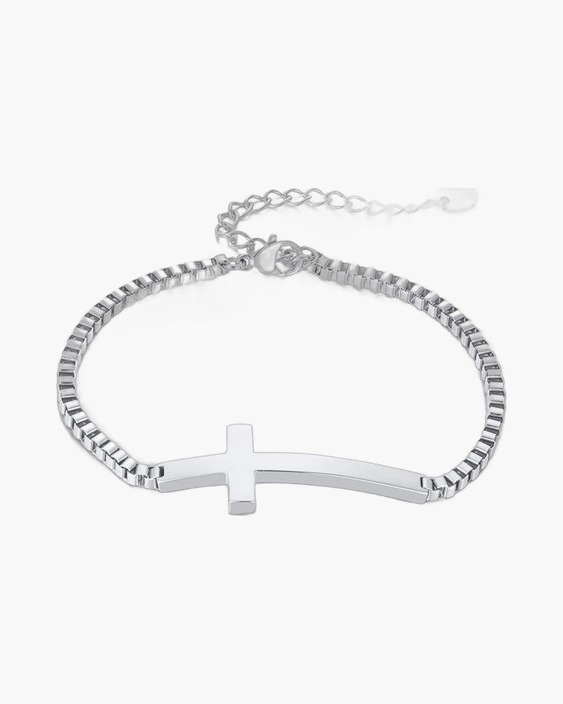The Subtle Journey Stainless Steel Sideways Cross Bracelet