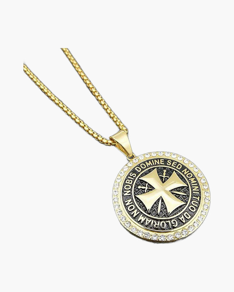 The Templar's Motto Stainless Steel Templar Cross Necklace view 8