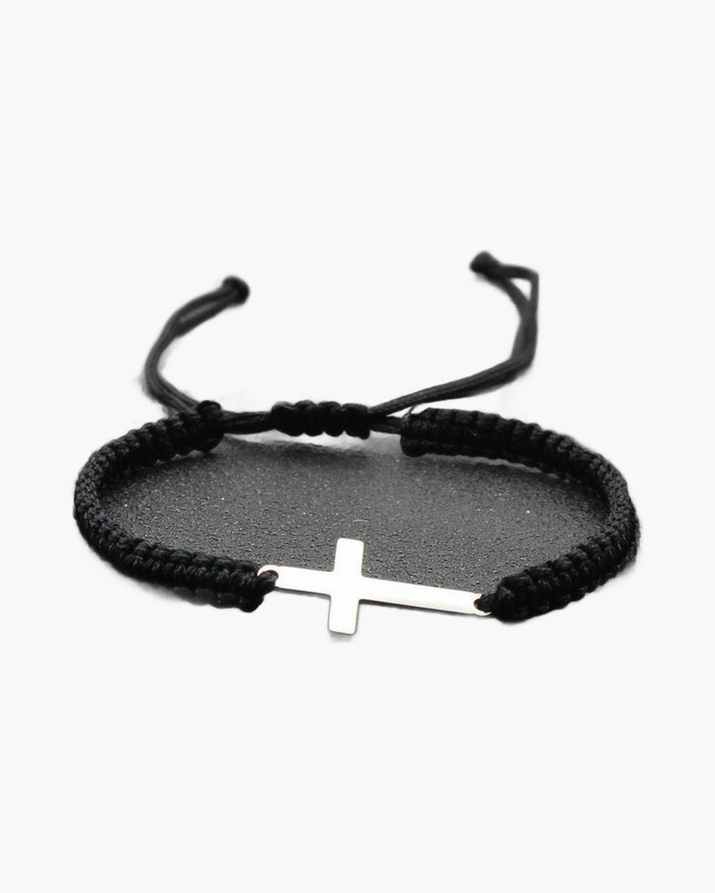 The Woven Devotion Stainless Steel Cross Cord Bracelet view 14