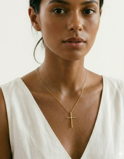 Women with a cross necklace