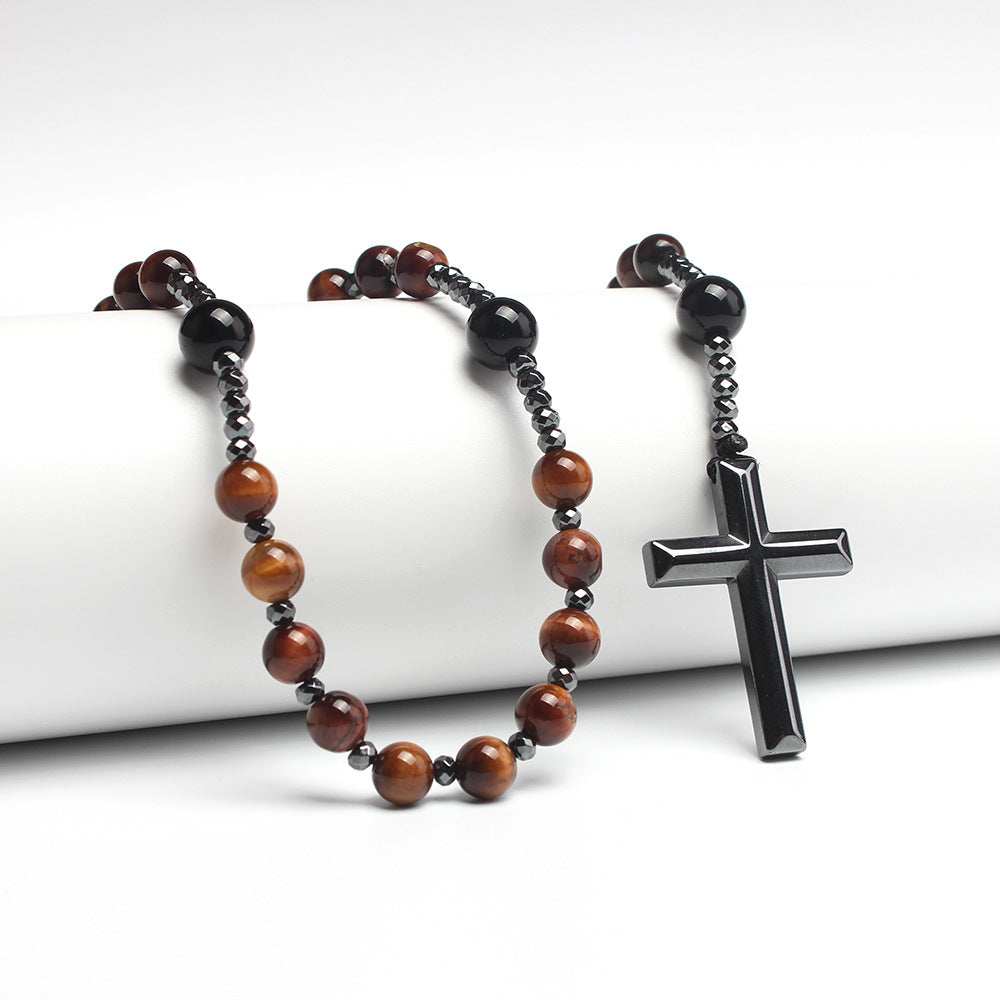 The Meditative Rosary Natural Bead Rosary Necklace with Cross view 9