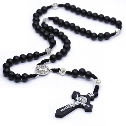 The Benedictine Path Black Wooden Rosary Necklace view 8