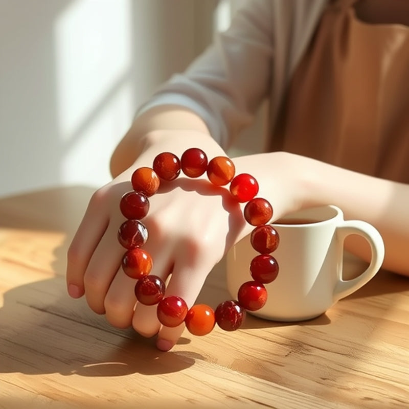 The Prayerful Agate Red Agate Bead Bracelet view 2