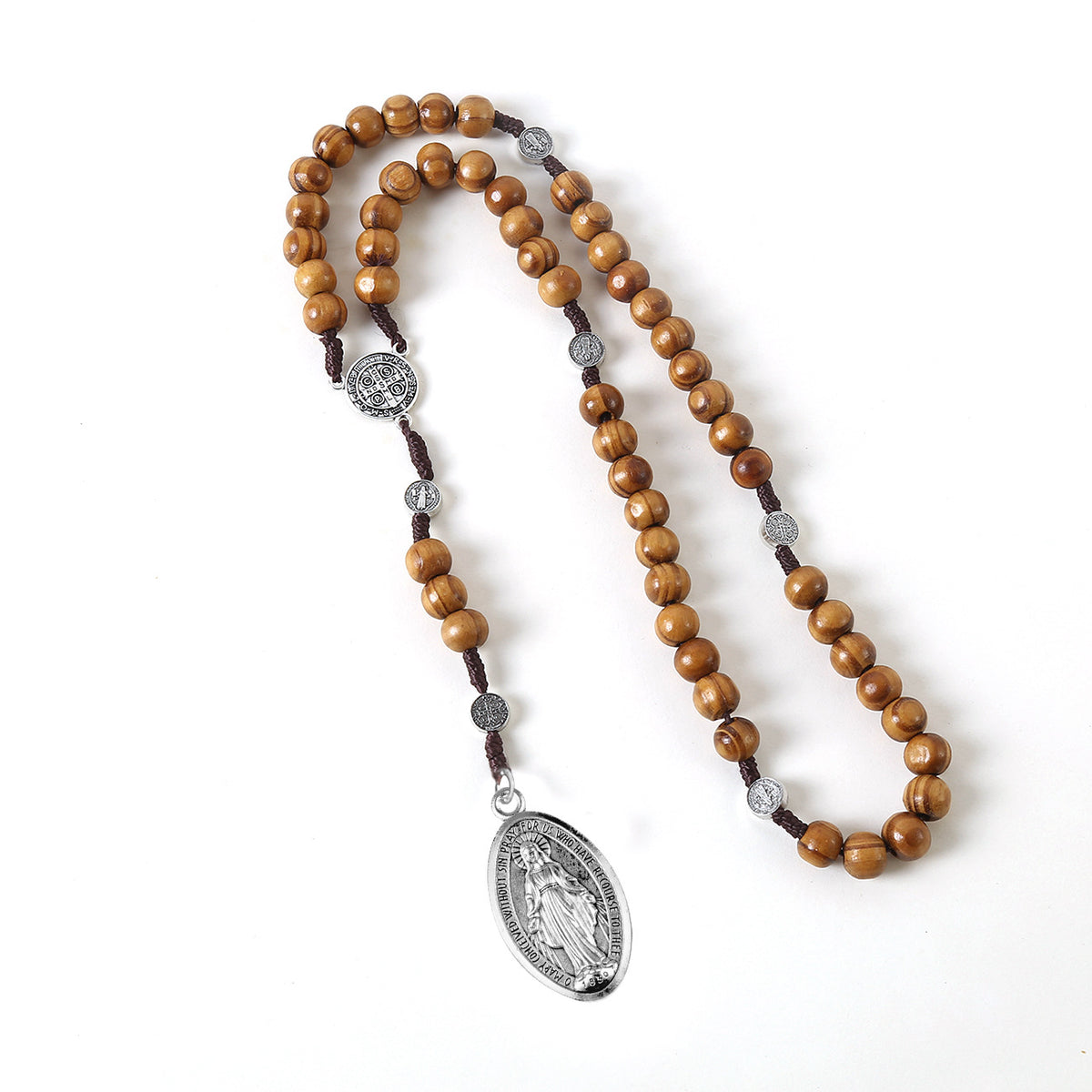 The Prayerful Rosary Wooden bead rosary necklace