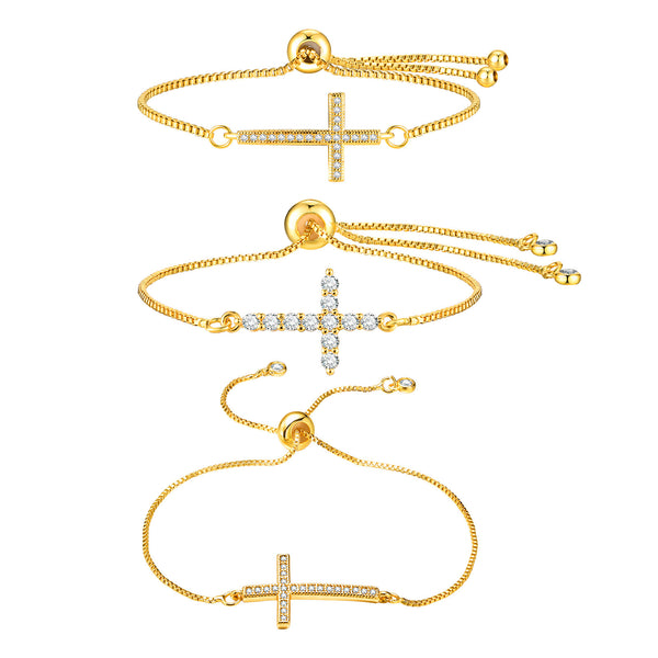 The Celestial Bond - Gold Cross Bracelet