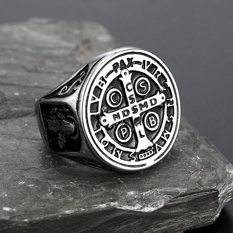 The Benedictine Ring Stainless Steel Saint Benedict Ring view 2